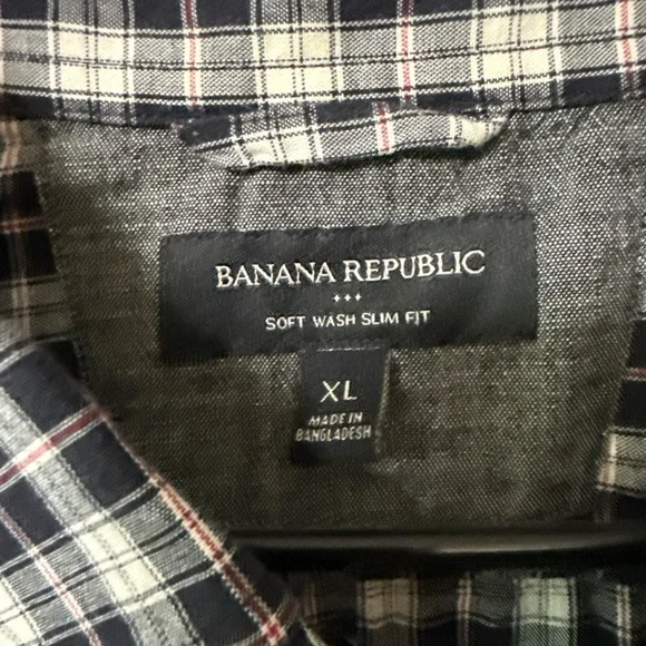 #765 Banana Republic Men’s Plaid Long Sleeve Button-Down Shirt Size XL - Picture 6 of 11